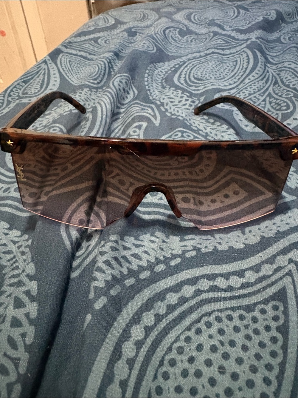 Tortoiseshell Rimless Visor Sunglasses with Brown Lenses